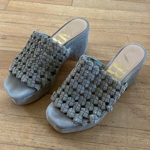 Zara Suede Woven Platform Heel